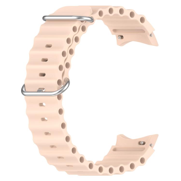 For Samsung Galaxy Watch 7 40 / 44mm Marine Silver Buckle Silicone Watch Band