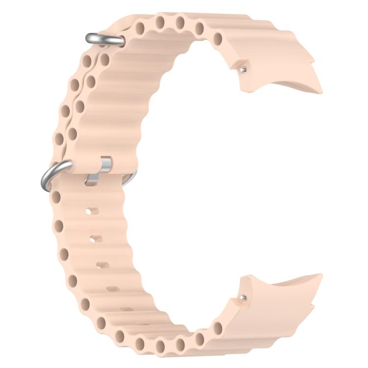 For Samsung Galaxy Watch 7 40 / 44mm Marine Silver Buckle Silicone Watch Band