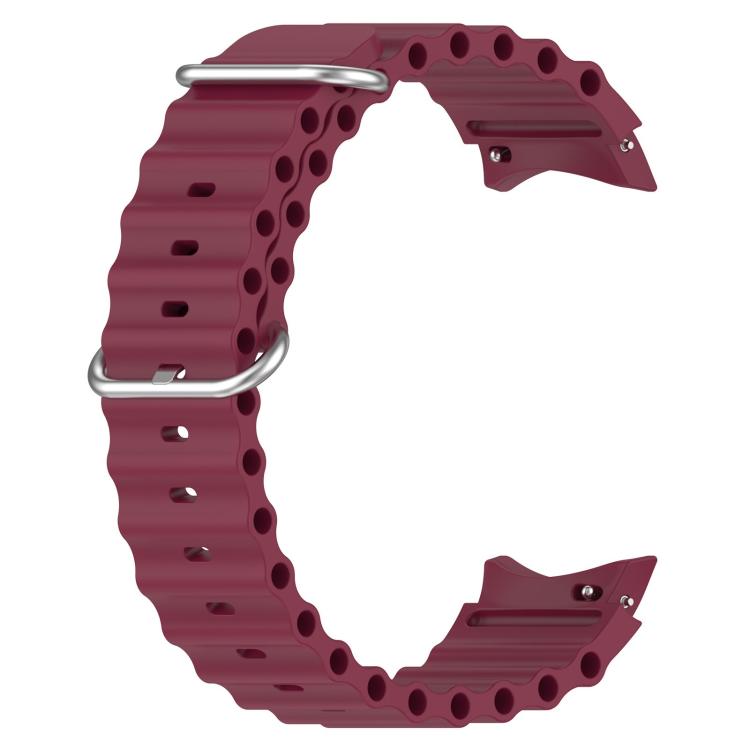 For Samsung Galaxy Watch 7 40 / 44mm Marine Silver Buckle Silicone Watch Band