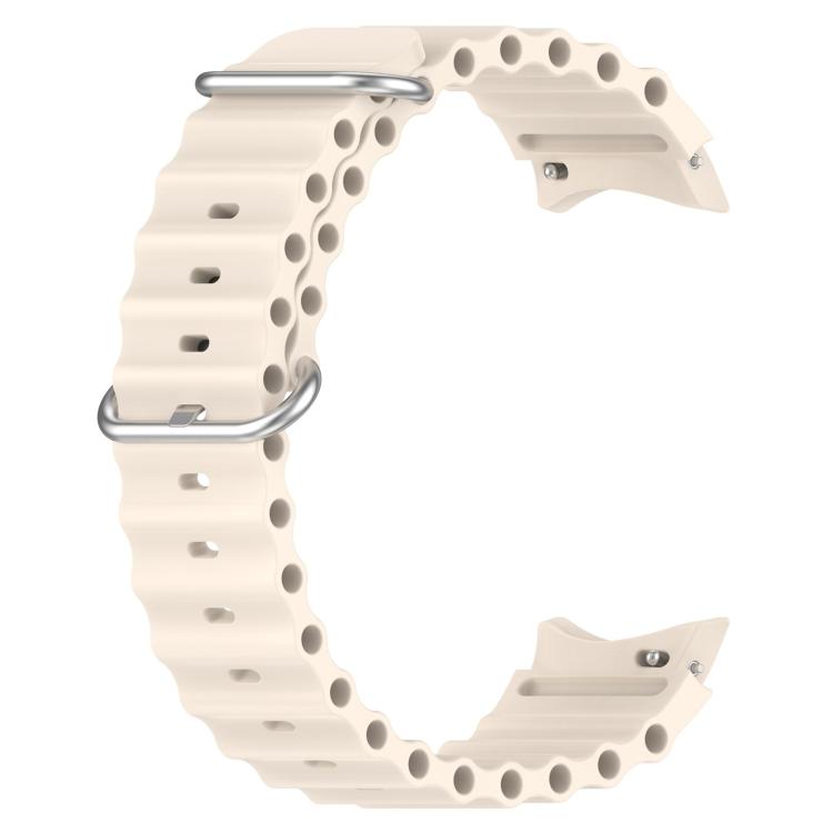 For Samsung Galaxy Watch 7 40 / 44mm Marine Silver Buckle Silicone Watch Band