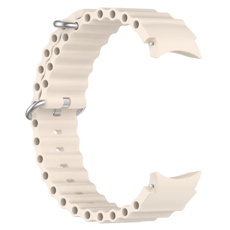 For Samsung Galaxy Watch 7 40 / 44mm Marine Silver Buckle Silicone Watch Band