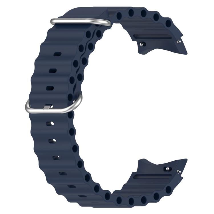 For Samsung Galaxy Watch 7 40 / 44mm Marine Silver Buckle Silicone Watch Band