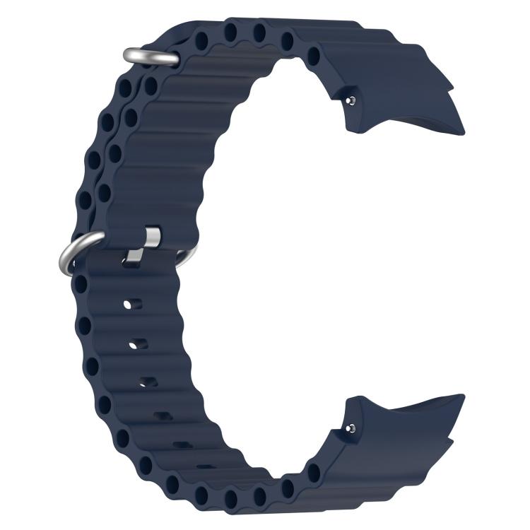 For Samsung Galaxy Watch 7 40 / 44mm Marine Silver Buckle Silicone Watch Band
