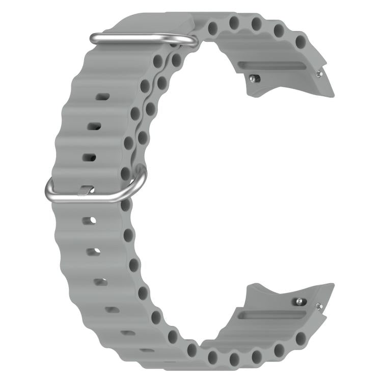 For Samsung Galaxy Watch 7 40 / 44mm Marine Silver Buckle Silicone Watch Band