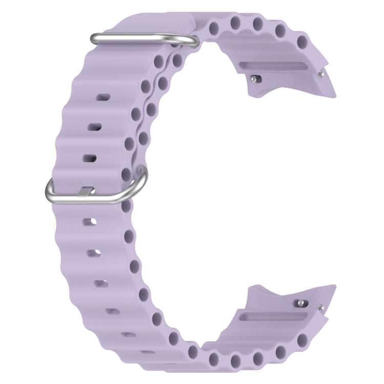 For Samsung Galaxy Watch 7 40 / 44mm Marine Silver Buckle Silicone Watch Band