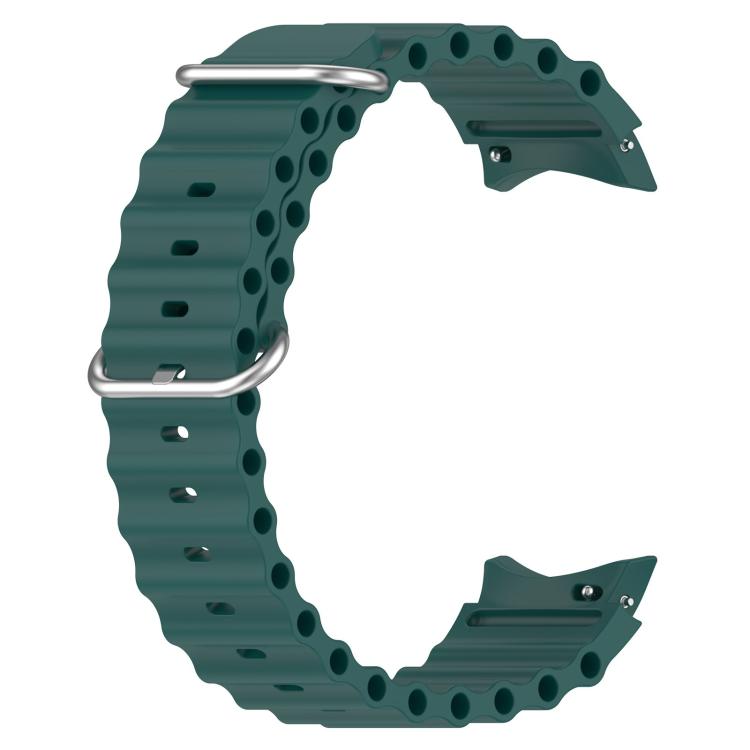 For Samsung Galaxy Watch 7 40 / 44mm Marine Silver Buckle Silicone Watch Band