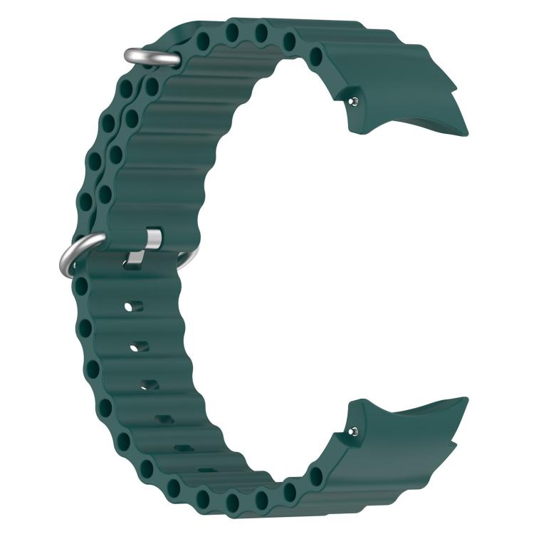 For Samsung Galaxy Watch 7 40 / 44mm Marine Silver Buckle Silicone Watch Band
