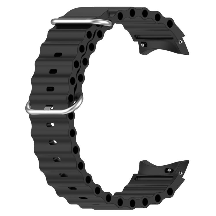 For Samsung Galaxy Watch 7 40 / 44mm Marine Silver Buckle Silicone Watch Band