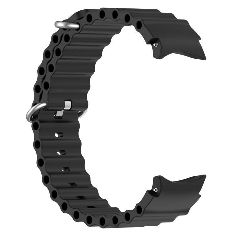 For Samsung Galaxy Watch 7 40 / 44mm Marine Silver Buckle Silicone Watch Band