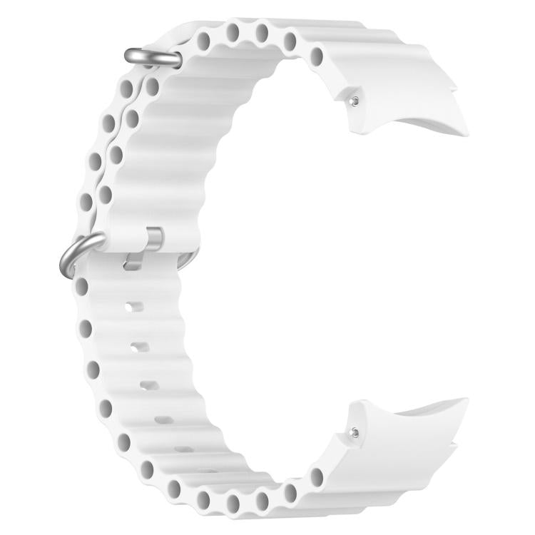 For Samsung Galaxy Watch 7 40 / 44mm Marine Silver Buckle Silicone Watch Band
