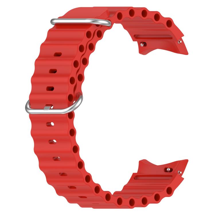 For Samsung Galaxy Watch 7 40 / 44mm Marine Silver Buckle Silicone Watch Band