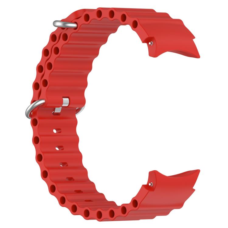 For Samsung Galaxy Watch 7 40 / 44mm Marine Silver Buckle Silicone Watch Band