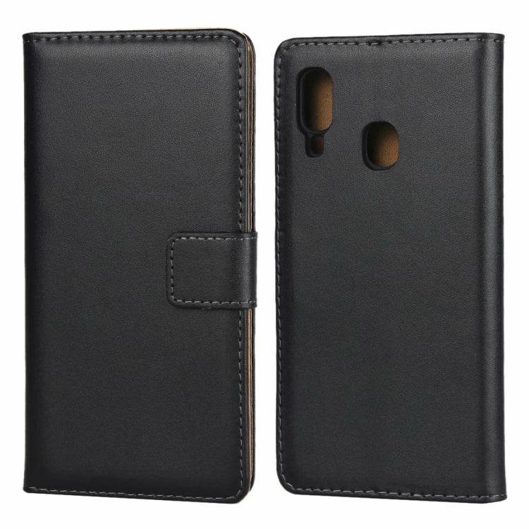 Leather Horizontal Flip Holster for Galaxy A20E with Magnetic Clasp and Bracket and Card Slot and Wallet(Black)