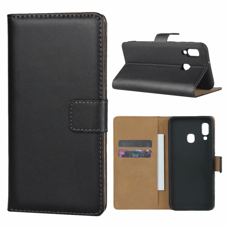 Leather Horizontal Flip Holster for Galaxy A20E with Magnetic Clasp and Bracket and Card Slot and Wallet(Black)