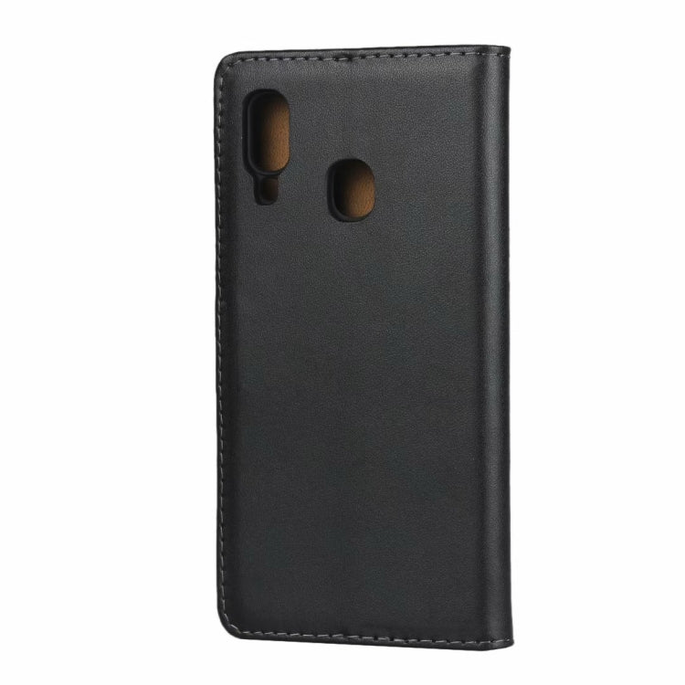 Leather Horizontal Flip Holster for Galaxy A20E with Magnetic Clasp and Bracket and Card Slot and Wallet(Black)