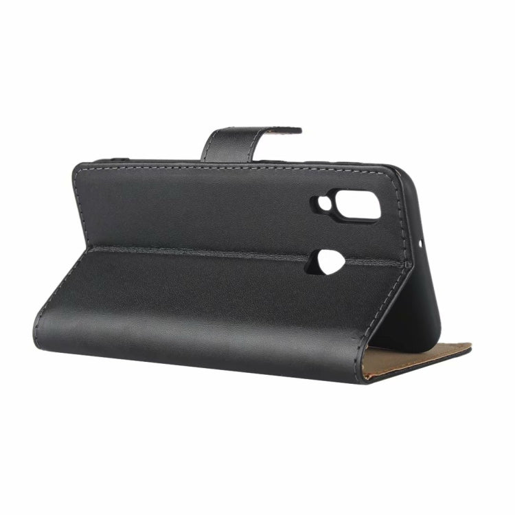 Leather Horizontal Flip Holster for Galaxy A20E with Magnetic Clasp and Bracket and Card Slot and Wallet(Black)