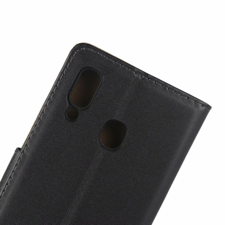 Leather Horizontal Flip Holster for Galaxy A20E with Magnetic Clasp and Bracket and Card Slot and Wallet(Black)