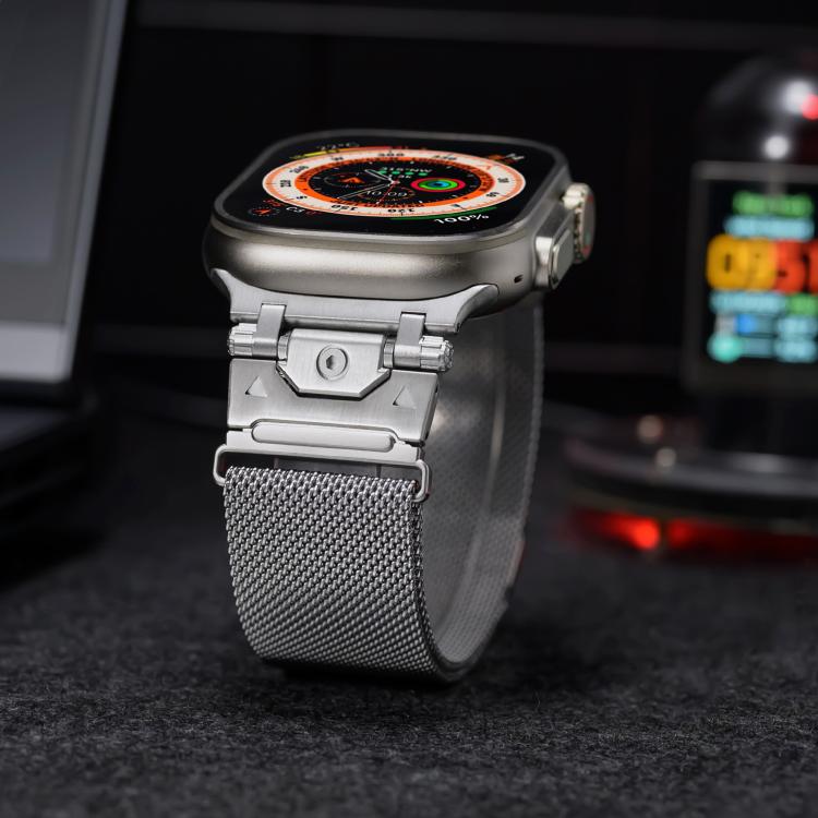 For Apple Watch 46mm / 49mm / 45mm / 44mm Milanese Steel Magnetic Watch Band