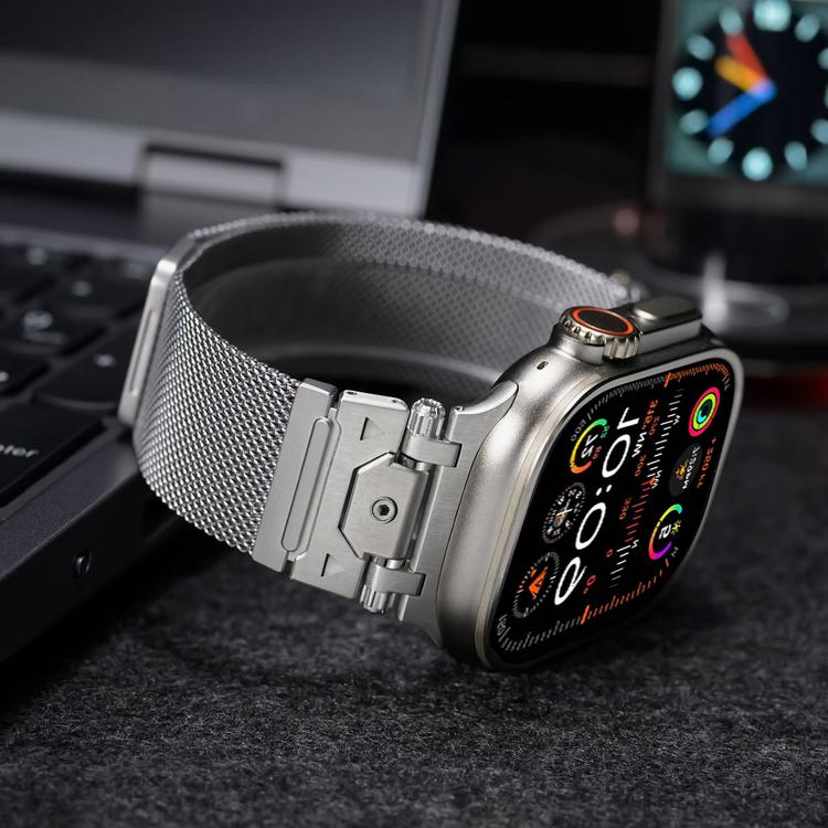 For Apple Watch 46mm / 49mm / 45mm / 44mm Milanese Steel Magnetic Watch Band