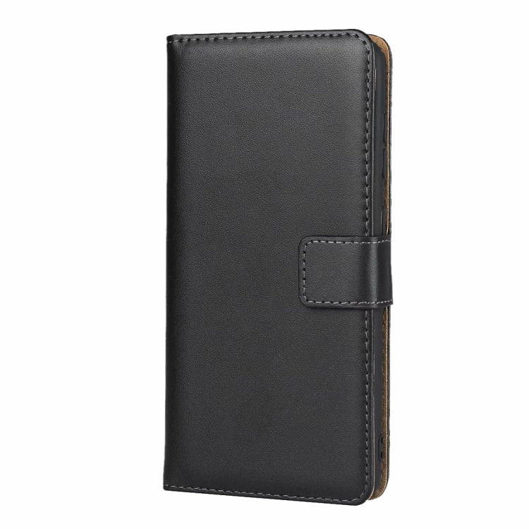 Leather Horizontal Flip Holster for Galaxy A60 with Magnetic Clasp and Bracket and Card Slot and Wallet(Black)