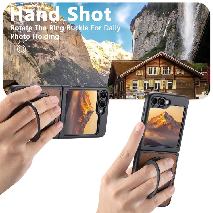 For Samsung Galaxy Z Flip7 5G Suteni G3 Oil Wax 360 Rotation Holder MagSafe Back Phone Case