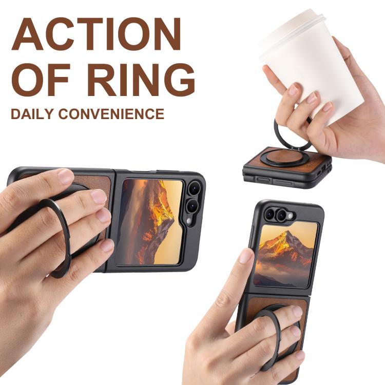 For Samsung Galaxy Z Flip7 5G Suteni G3 Oil Wax 360 Rotation Holder MagSafe Back Phone Case