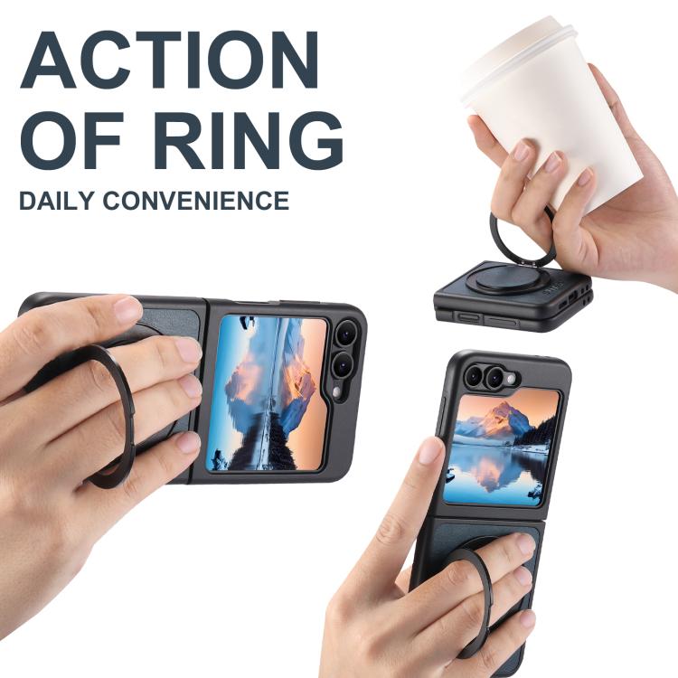 For Samsung Galaxy Z Flip7 5G Suteni G3 Oil Wax 360 Rotation Holder MagSafe Back Phone Case