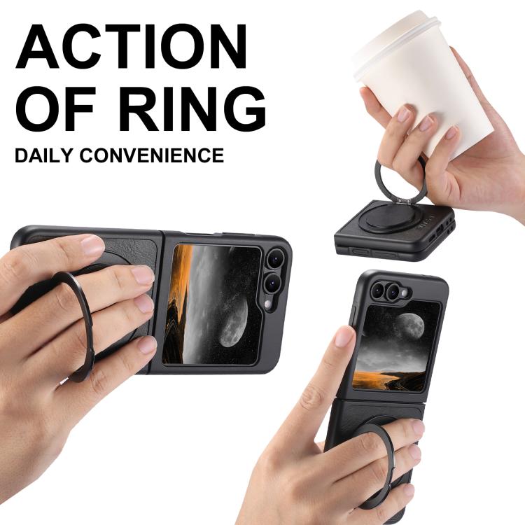 For Samsung Galaxy Z Flip6 / Flip7 FE Suteni G3 Oil Wax 360 Rotation Holder MagSafe Back Phone Case