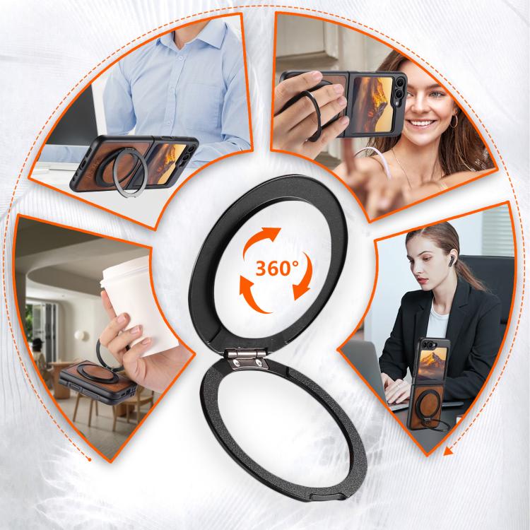 For Samsung Galaxy Z Flip6 / Flip7 FE Suteni G3 Oil Wax 360 Rotation Holder MagSafe Back Phone Case