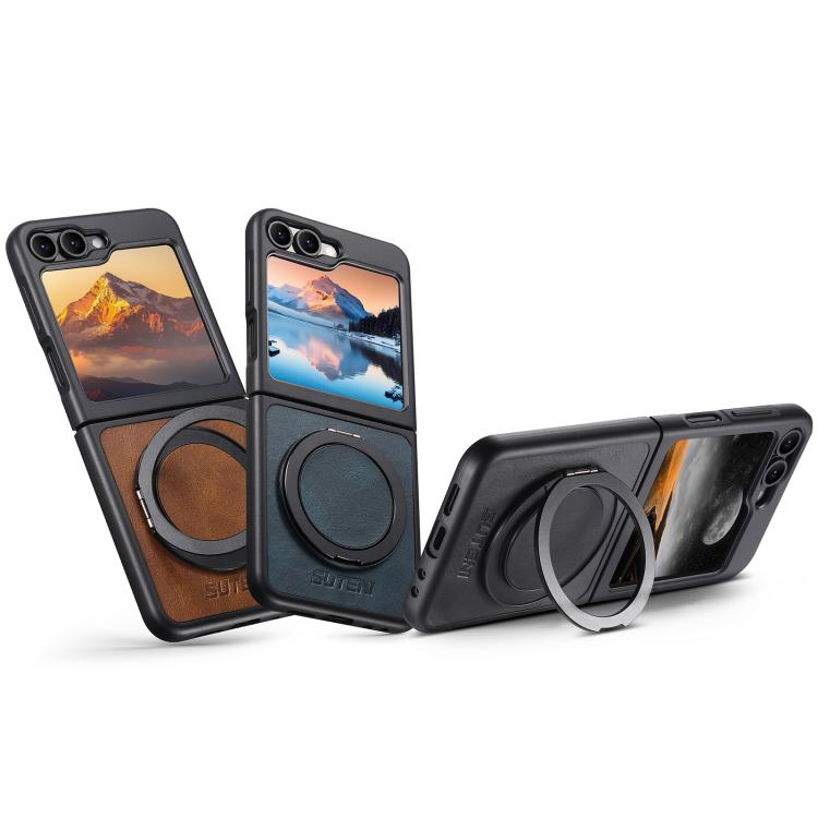 For Samsung Galaxy Z Flip6 / Flip7 FE Suteni G3 Oil Wax 360 Rotation Holder MagSafe Back Phone Case