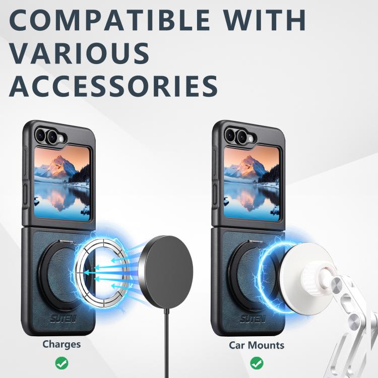 For Samsung Galaxy Z Flip6 / Flip7 FE Suteni G3 Oil Wax 360 Rotation Holder MagSafe Back Phone Case
