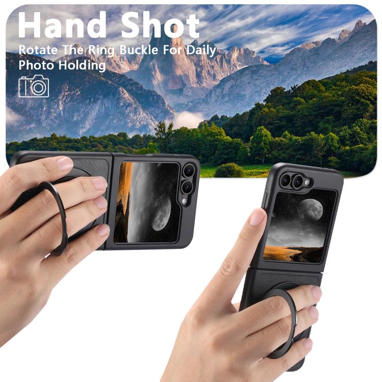 For Samsung Galaxy Z Flip5 Suteni G3 Oil Wax 360 Rotation Holder MagSafe Back Phone Case