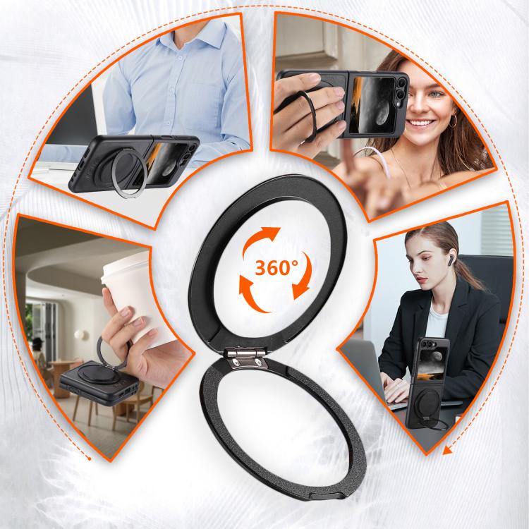 For Samsung Galaxy Z Flip5 Suteni G3 Oil Wax 360 Rotation Holder MagSafe Back Phone Case