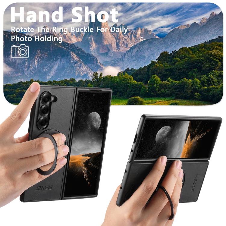 For Samsung Galaxy Z Fold7 5G Suteni G3 Oil Wax 360 Rotation Holder MagSafe Back Phone Case