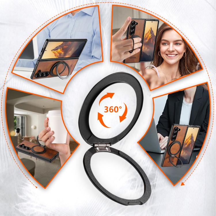 For Samsung Galaxy Z Fold6 Suteni G3 Oil Wax 360 Rotation Holder MagSafe Back Phone Case