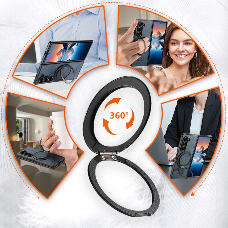 For Samsung Galaxy Z Fold6 Suteni G3 Oil Wax 360 Rotation Holder MagSafe Back Phone Case