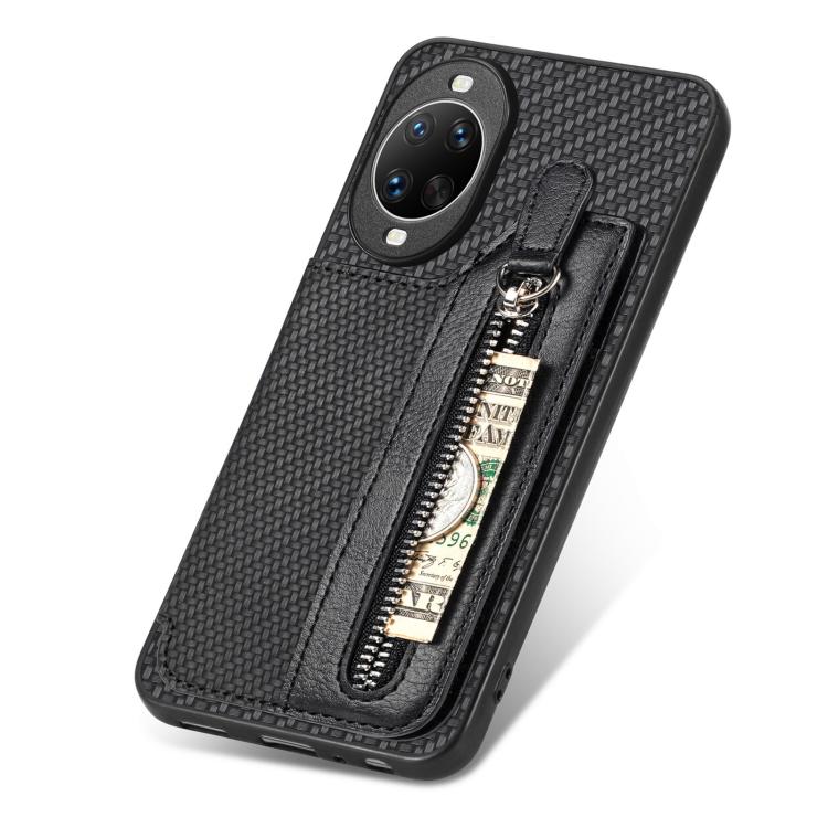 For Huawei nova 14 Carbon Fiber Horizontal Flip Zipper Wallet Phone Case