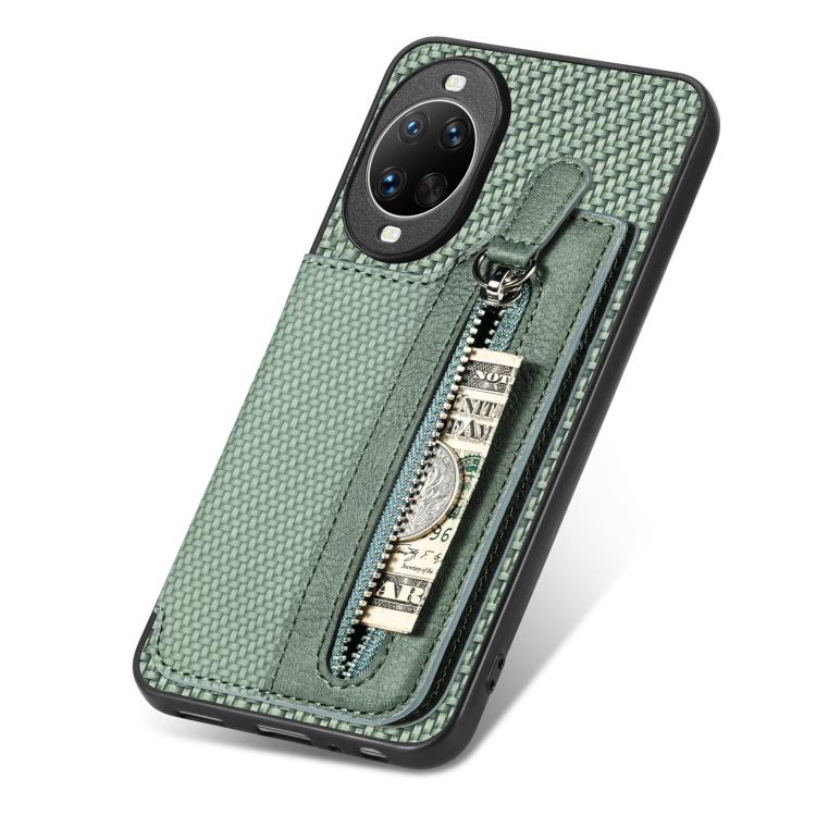 For Huawei nova 14 Carbon Fiber Horizontal Flip Zipper Wallet Phone Case