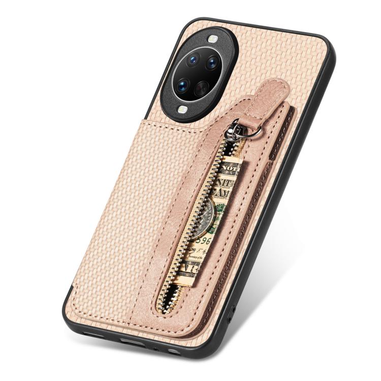 For Huawei nova 14 Carbon Fiber Horizontal Flip Zipper Wallet Phone Case