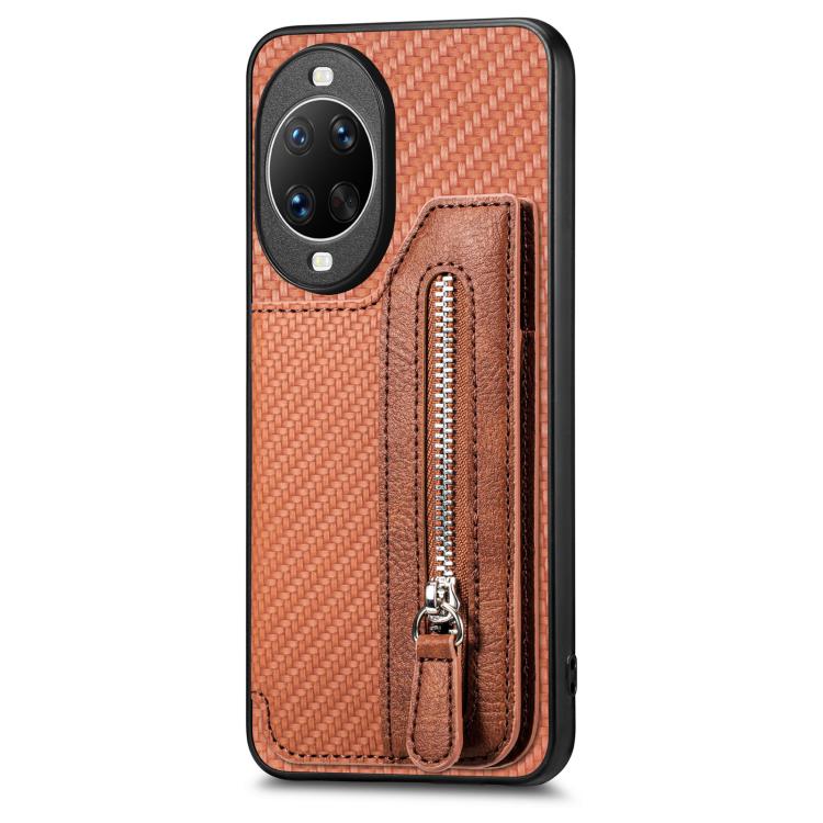 For Huawei nova 14 Carbon Fiber Horizontal Flip Zipper Wallet Phone Case