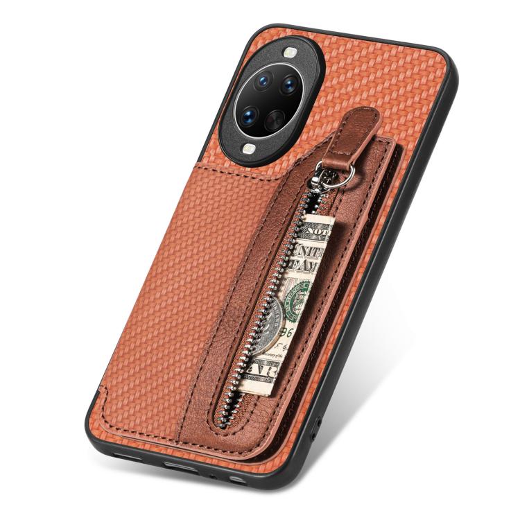 For Huawei nova 14 Carbon Fiber Horizontal Flip Zipper Wallet Phone Case