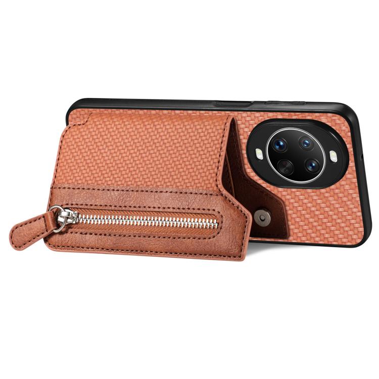 For Huawei nova 14 Pro Carbon Fiber Horizontal Flip Zipper Wallet Phone Case