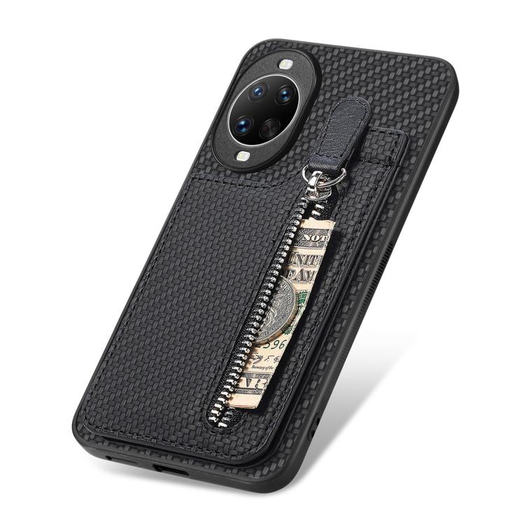 For Huawei nova 14 Carbon Fiber Vertical Flip Zipper Phone Case