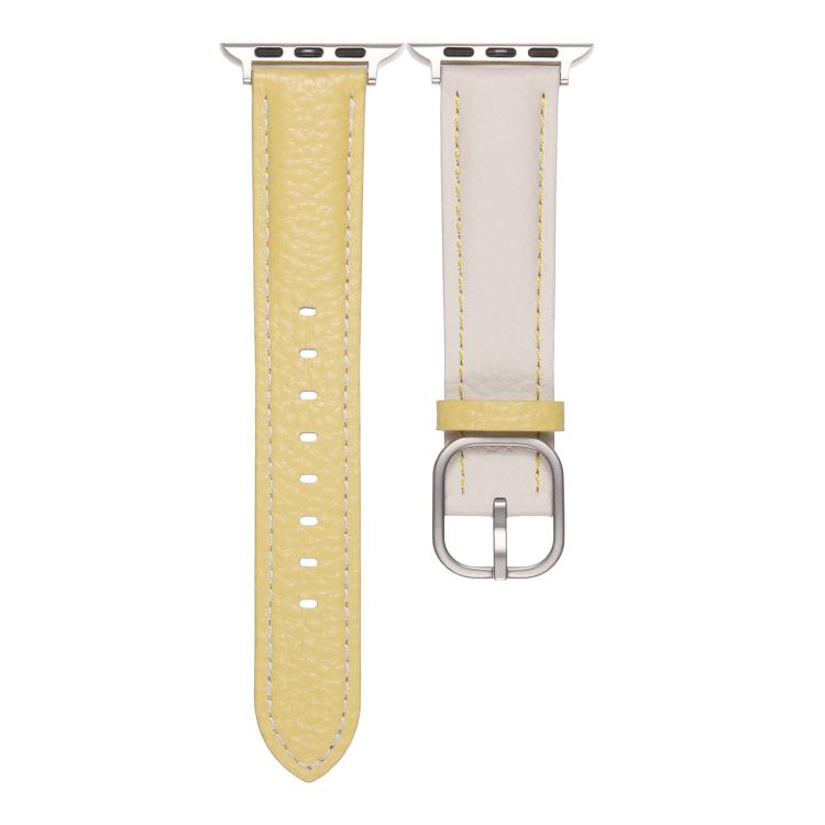 For Apple Watch 42mm / 41mm / 40mm / 38mm Square Buckle Litchi Texture Genuine Leather Watch Band