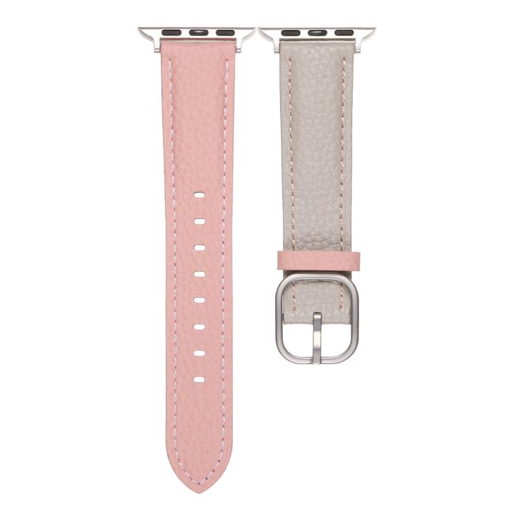 For Apple Watch 42mm / 41mm / 40mm / 38mm Square Buckle Litchi Texture Genuine Leather Watch Band