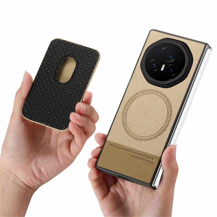 For Honor Magic V3 Twill Fabric Card Bag Ring Magnetic Back Phone Case