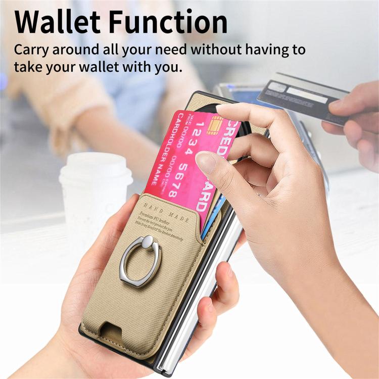 For Honor Magic V3 Twill Fabric Card Bag Ring Magnetic Back Phone Case