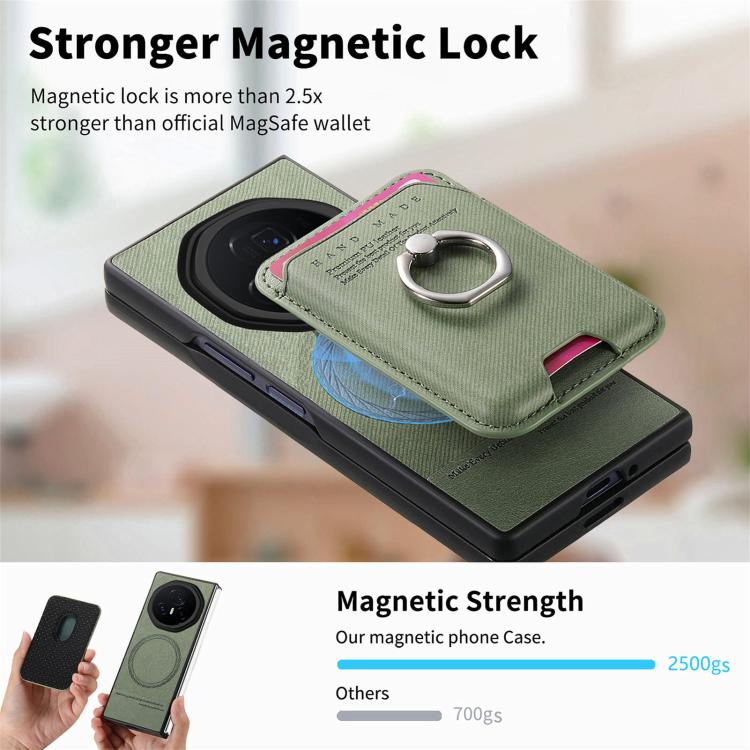 For Honor Magic V3 Twill Fabric Card Bag Ring Magnetic Back Phone Case