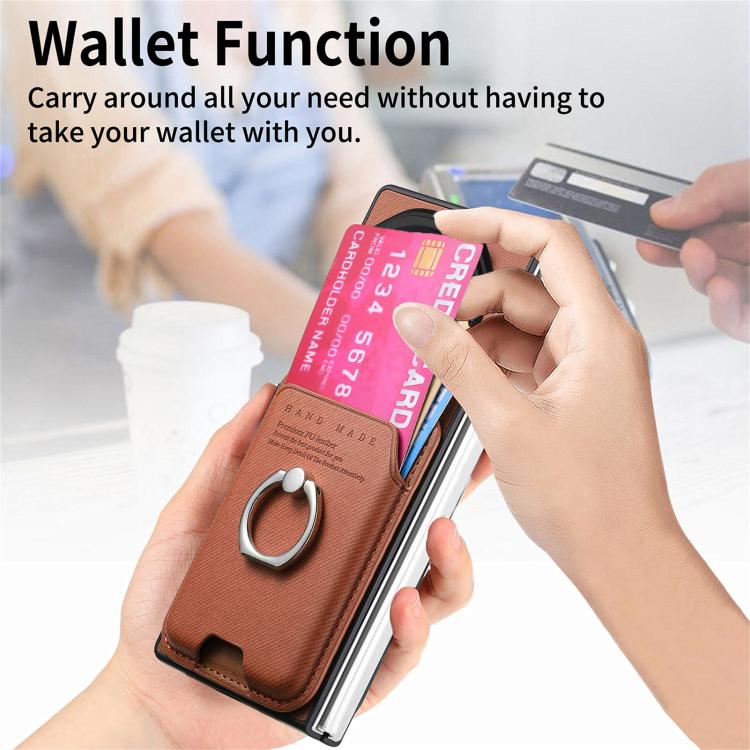 For Honor Magic V3 Twill Fabric Card Bag Ring Magnetic Back Phone Case