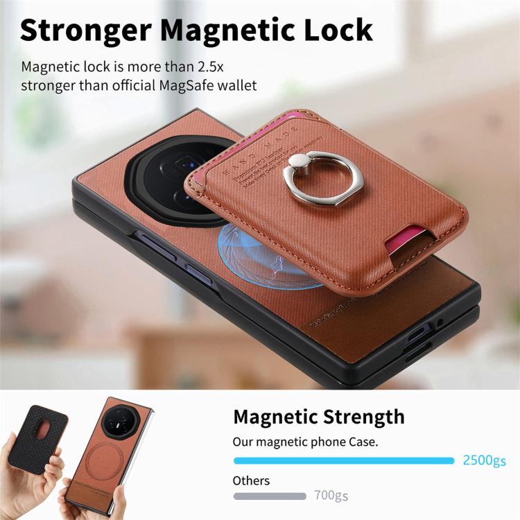 For Honor Magic V3 Twill Fabric Card Bag Ring Magnetic Back Phone Case